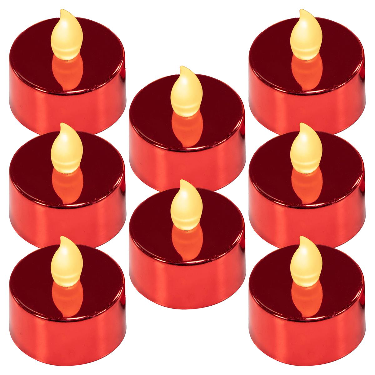 8er Set LED Teelicht rot batteriebetrieben Teelichtkerzen flammenlos Xmas