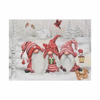 Wandbild mit LED Kunstdruck Beleuchtung Zwerge Winter 30 x 40 cm Timer Batterie