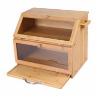 Brotkasten aus Bambusholz mit integriertem Schneidebrett,  robust, 2 Etagen, 39x25x32 cm
