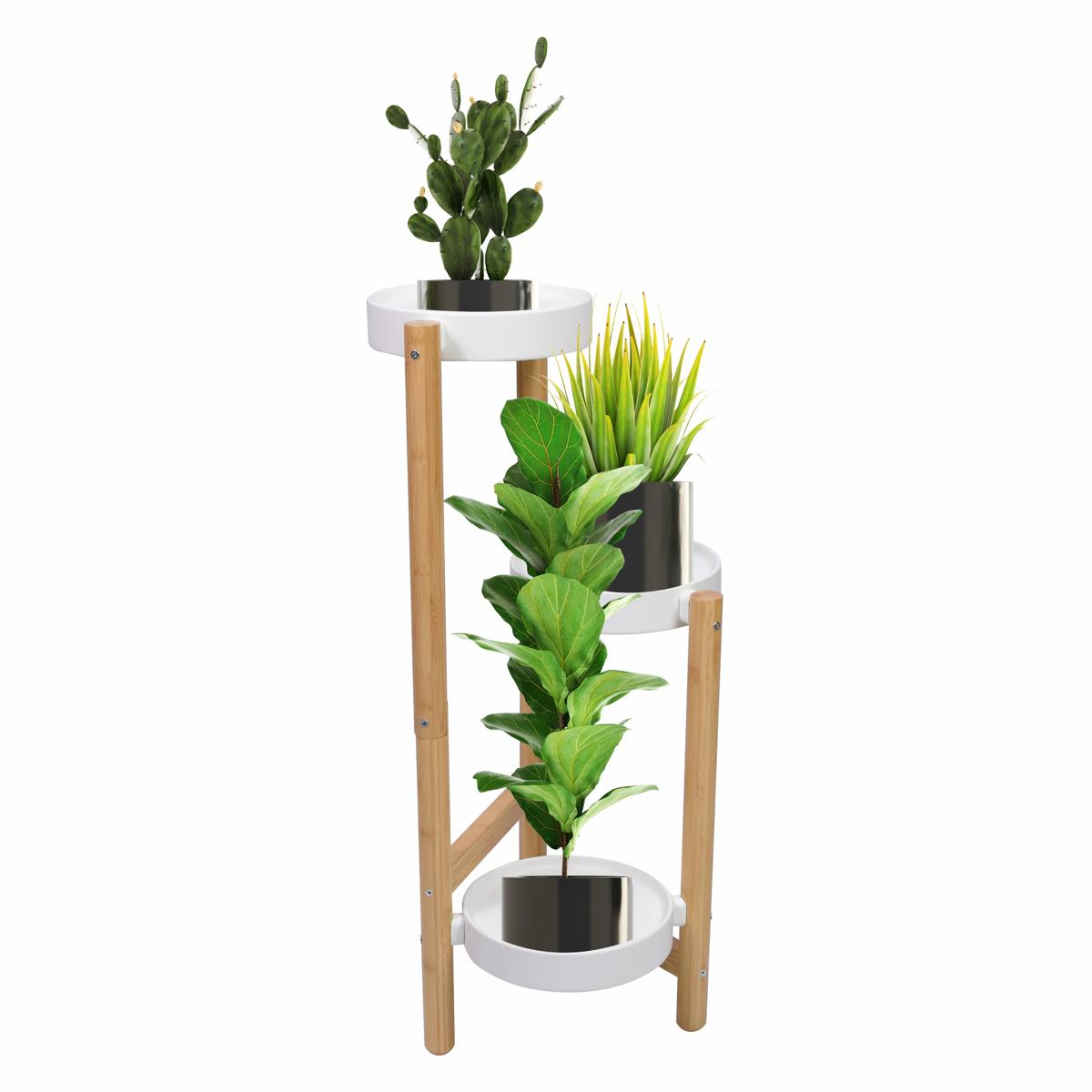 Blumenstnder innen, 3 Etagen, Bambusholz, Blumenregal, Blumentreppe,  Blumenhocker 36,5 x 33x 70 cm