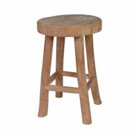 DIVERO Hocker Teak Holz Sitzhocker Holzhocker massiv behandelt Handarbeit