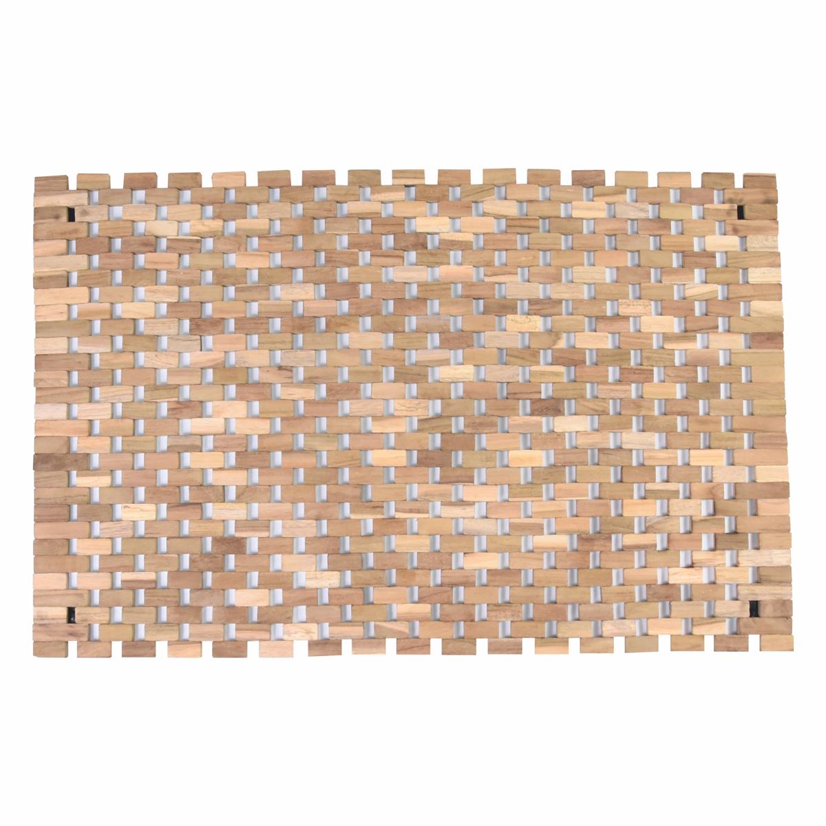 Duschvorleger Antirutschmatte Badmatte Badewannenvorleger Teakholz unbehandelt rutschfest 60x40 cm