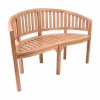DIVERO Bananenbank VARADERO 2-Sitzer Teak Holz behandelt Gartenbank 120 cm