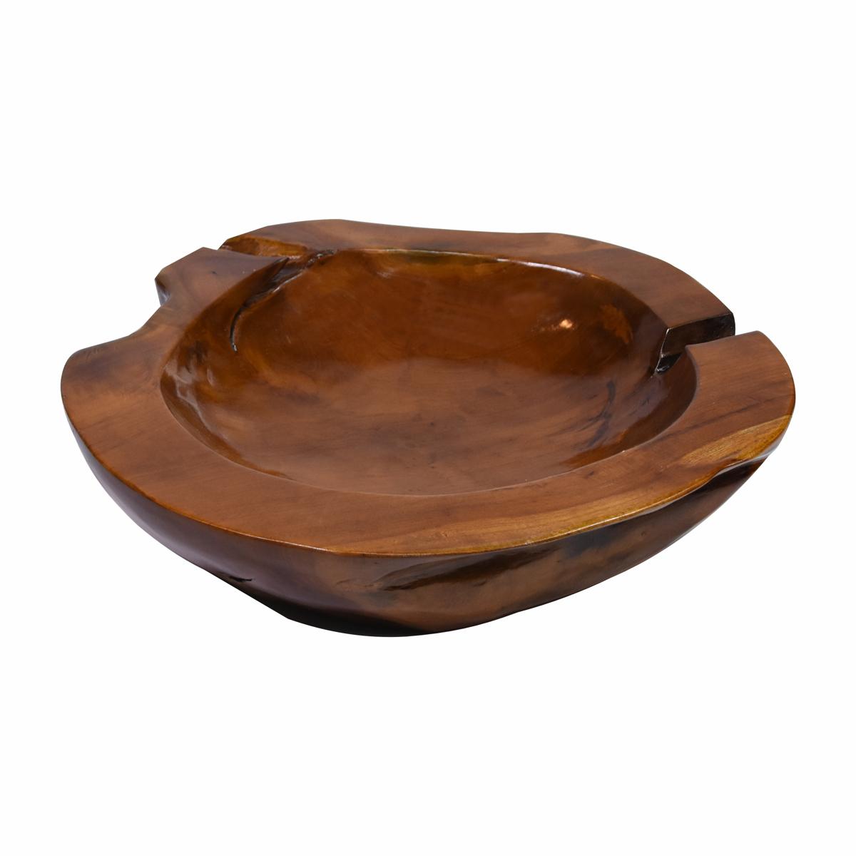 Handgemachte massive Holzschale Teak Holz Ø 50 cm braun Obst-Schale