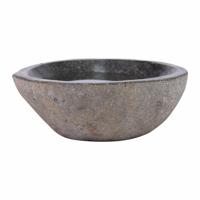 DIVERO Vogelbad aus Natur-Stein grau 23,5x9 cm poliert Trinkbecken Unikat