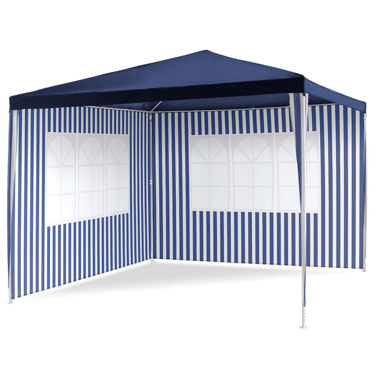 Pavillon 3x3 m in blau weiß PE Plane 2 Seitenteile Partyzelt Gartenzelt Zelt