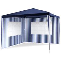 Pavillon 3x3 m in blau weiß PE Plane 2 Seitenteile Partyzelt Gartenzelt Zelt