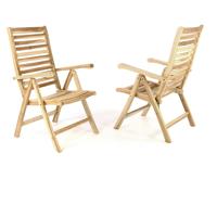 DIVERO 2er Set Gartenstuhl Klappstuhl verstellbar Teak Holz unbehandelt