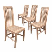 4er Set Esszimmerstuhl BOLERO Teakholz unbehandelt Gartenstuhl Holzstuhl