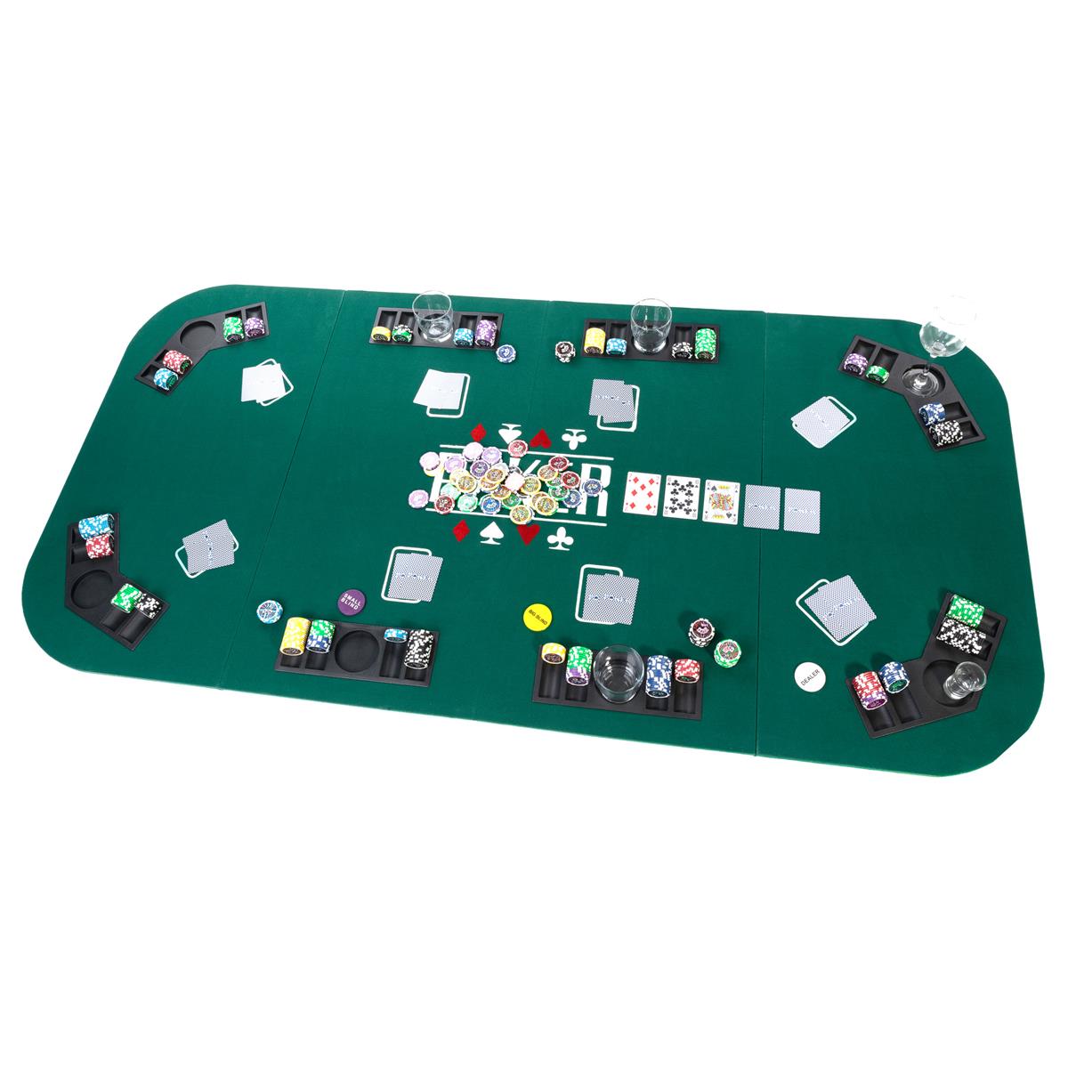 Pokerauflage faltbare Poker-Tischauflage 180 x 90 cm Chiptray und  Getränkehalter