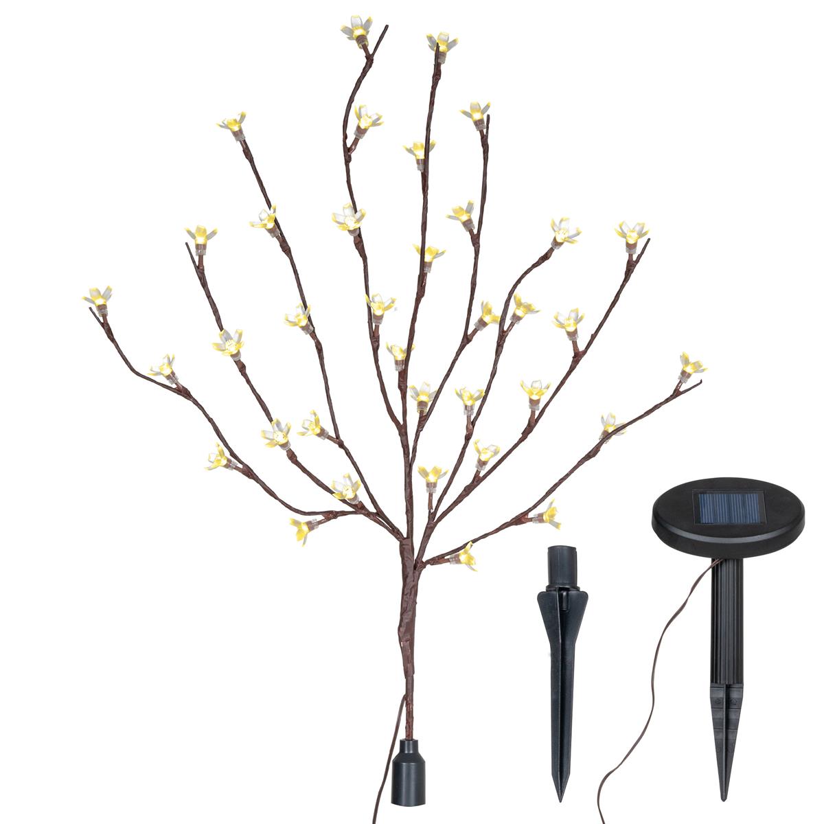 Solarlampe LED Leuchtbaum 36 LEDs warmweiß Zweig mit Blüten Blinkfunktion