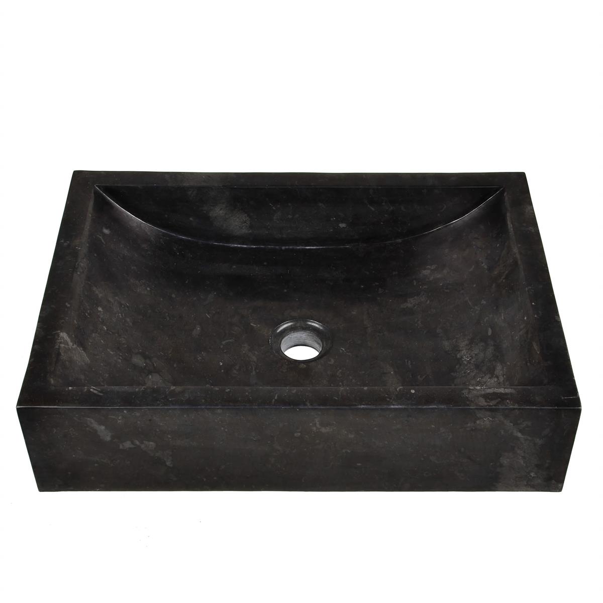 DIVERO Aufsatzwaschbecken Waschschale "Novara" Marmor schwarz 50x35cm