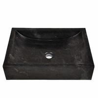 DIVERO Aufsatzwaschbecken Waschschale "Novara" Marmor schwarz 50x35cm