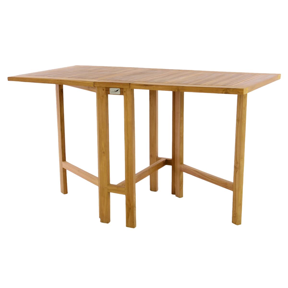 DIVERO Balkontisch Gartentisch Tisch Klapptisch Holz Teak behandelt 130x65cm