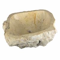 DIVERO Aufsatzwaschbecken Waschschale "Tortona" Marmor oval sand 35x45cm