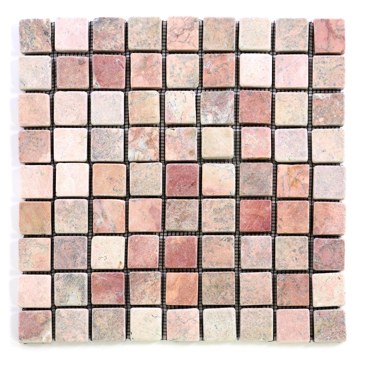 DIVERO 11 Fliesenmatten Naturstein Mosaik Marmor creme/rosa á 29 x 29 cm