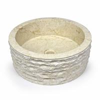 DIVERO Aufsatzwaschbecken Waschschale "Roma" Marmor rund weiß Ø 40cm