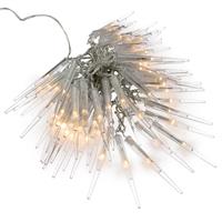 60 LED Eiszapfenkette Lichterkette Eiszapfen warm weiß Trafo Timer transparentes Kabel