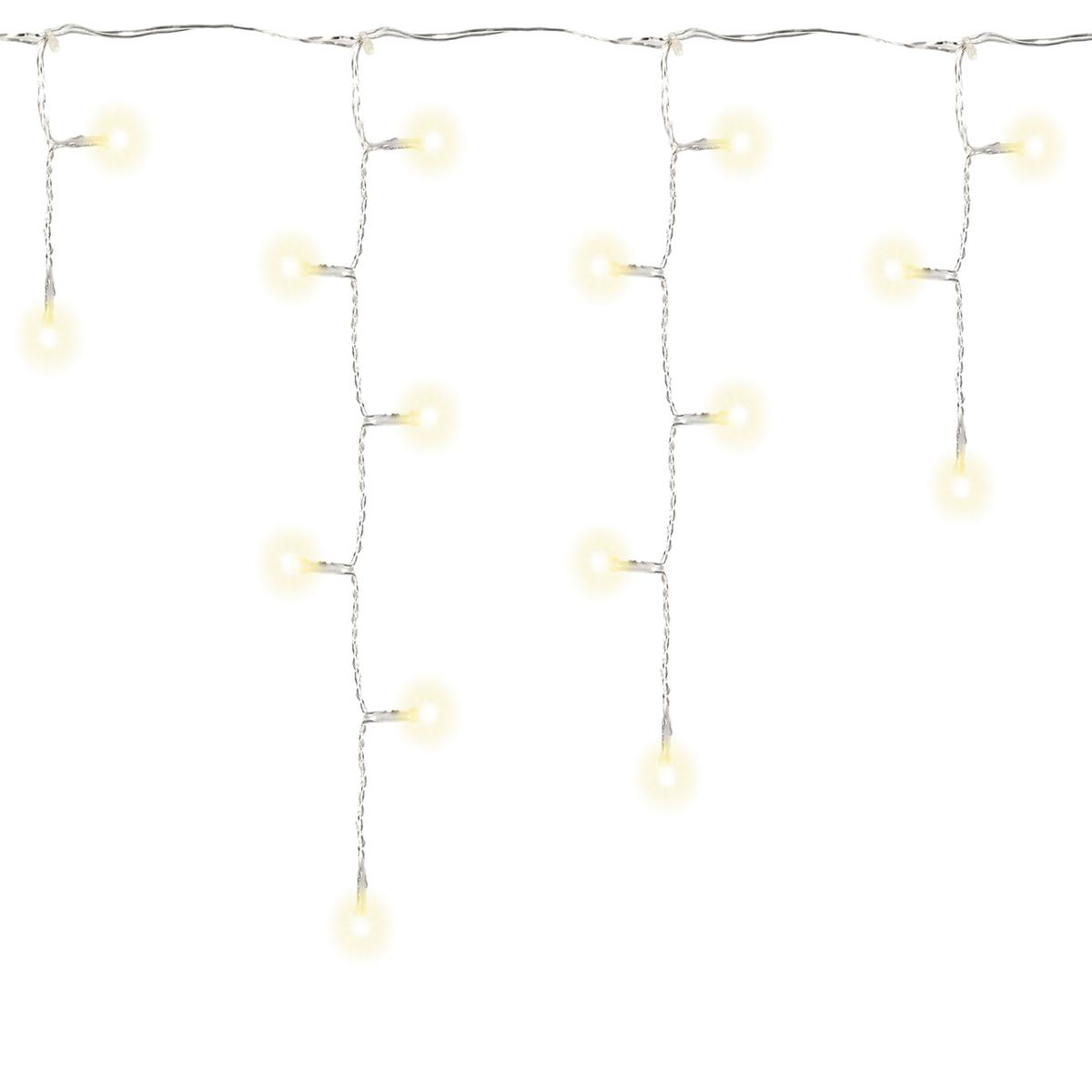 72 LED Eisregenkette Lichterkette warm weiß Weihnachtsdeko Timer Xmas