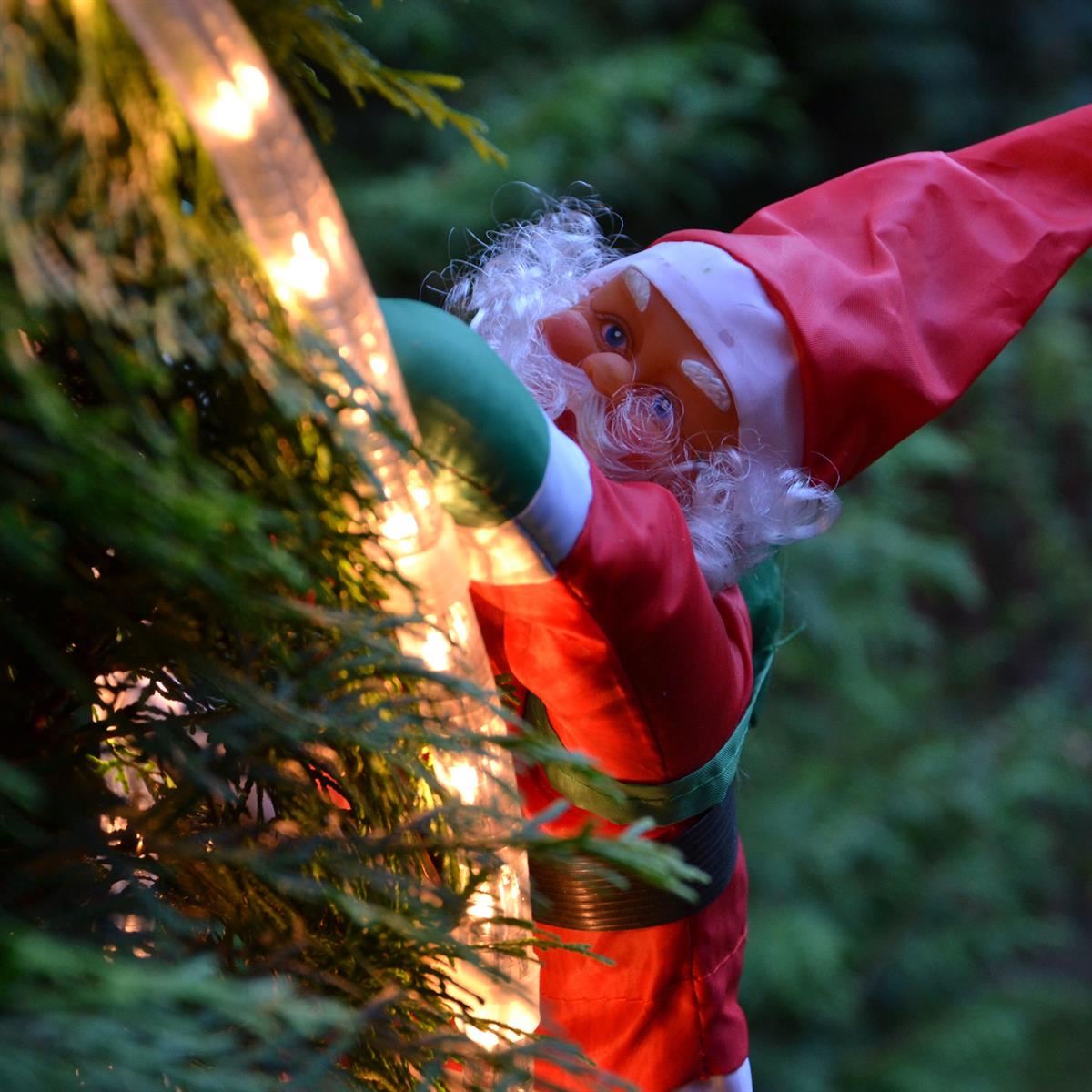 Weihnachtsmann an Weihnachtsdeko Claus Figur Nikolaus Weihnachten Leiter Santa