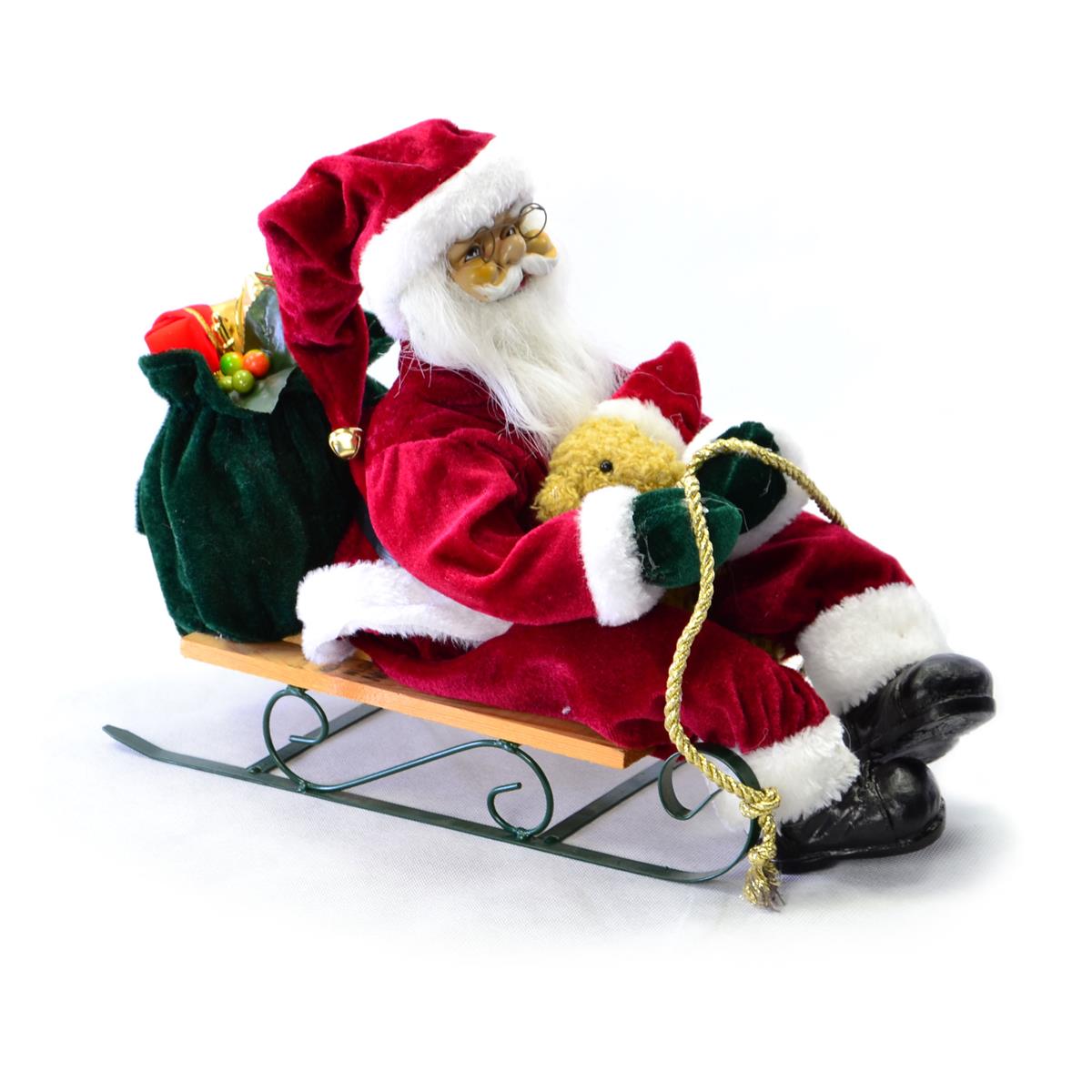Weihnachtsmann mit Schlitten singend Santa Claus Nikolaus Weihnachten 33 x  27 cm
