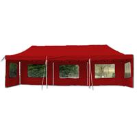 PROFI Faltpavillon Partyzelt 3x9 m rot mit Seitenteilen wasserdichtes Dach