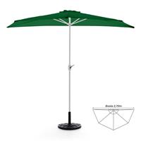 Komplett-Set Balkon Sonnenschirm grün halbrund Schirmständer + Schirmschutzhülle
