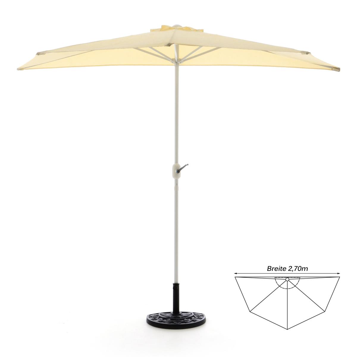 Komplett-Set Balkon Sonnenschirm beige halbrund Schirmständer+ Schirmschutzhülle