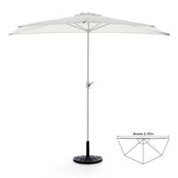 Komplett-Set Balkon Sonnenschirm weiß halbrund Schirmständer + Schirmschutzhülle