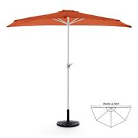 Komplett-Set Balkon Sonnenschirm orange halbrund Schirmständer Schirmschutzhülle