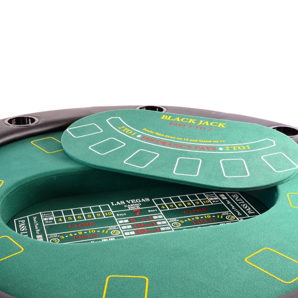 Pokertisch klappbar rund Ø120 cm Roulette Kessel, tauschbare Spielplatten
