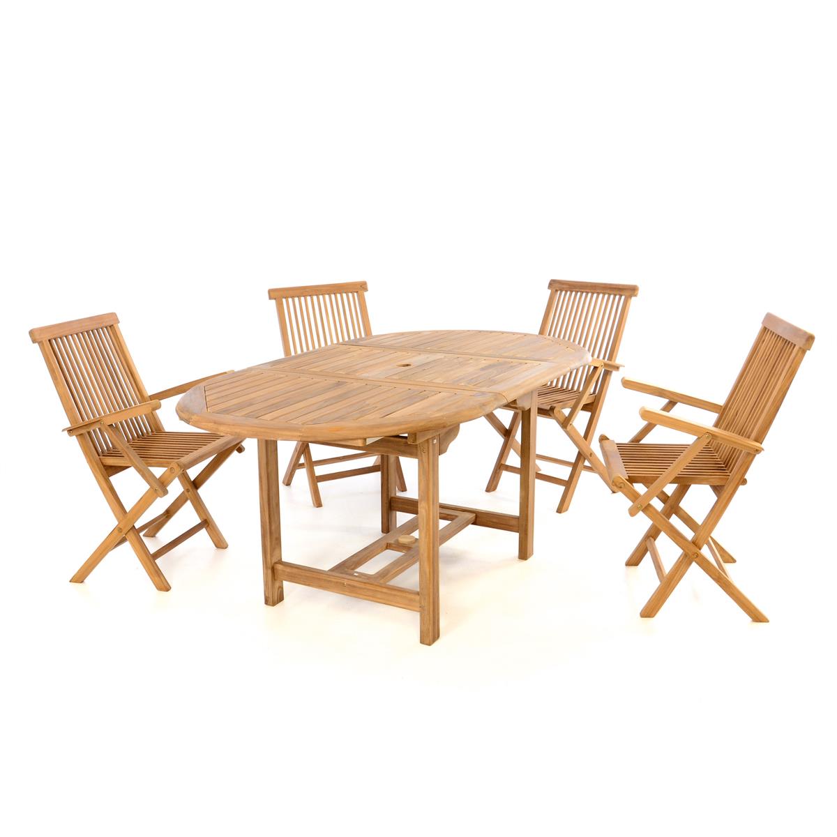 DIVERO Set Gartenmöbel Sitzgruppe Esstisch ausziehbar Teak Holz behandelt