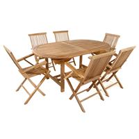 DIVERO Set Gartenmöbel Sitzgruppe Tisch ausziehbar Stühle Teak Holz behandelt