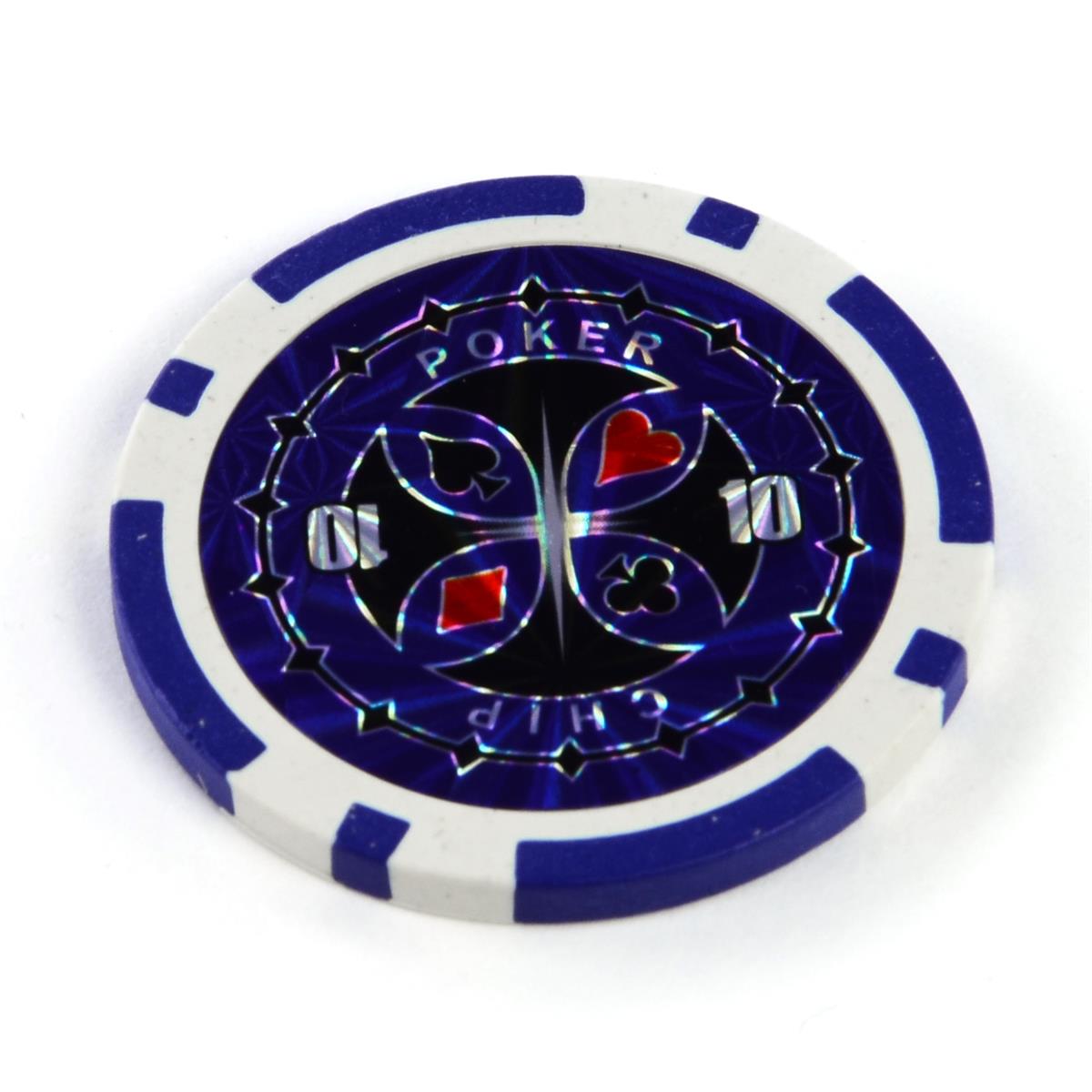 50 Poker-Chips Wert 50 Blau Laserchip 12g Metallkern Jetons Coin für Pokerkoffer 