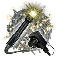 400 LED Lichterkette mit Trafo Timer warm-weiß Außen grünes Kabel Weihnachten