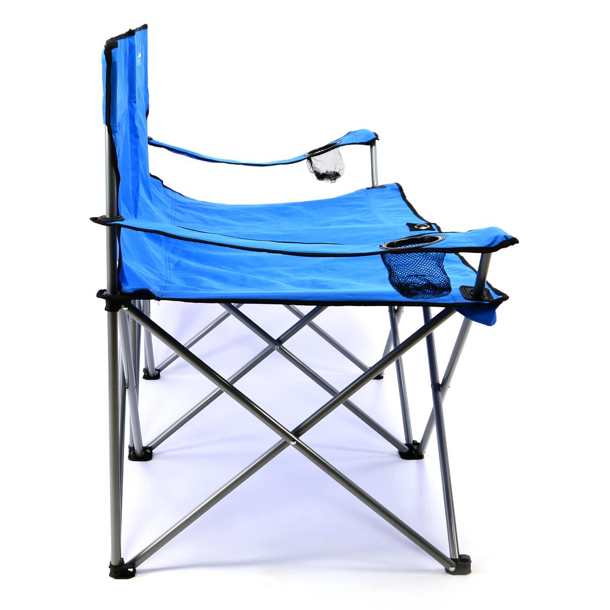 Faltstuhl XXL Angelstuhl Doppelcampingstuhl 2-Sitzer mit Armlehne blau Bank 