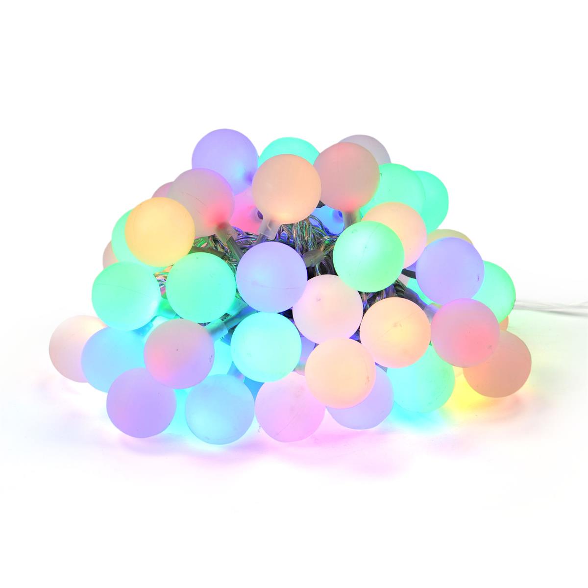 LED Lichterkette mit 10 Baumwollkugeln Leuchtkugel Partybeleuchtung Kugelkette