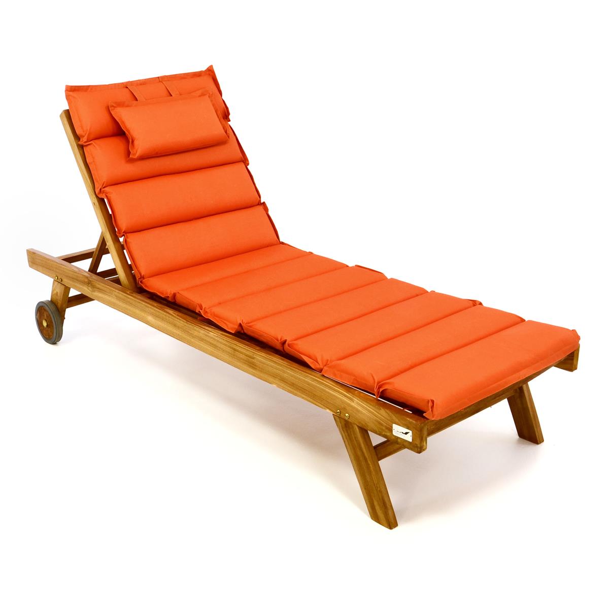 DIVERO Sonnenliege Set Gartenliege Teakholz behandelt Räder Auflage orange