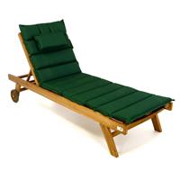DIVERO Sonnenliege Set Gartenliege Teakholz behandelt Räder Auflage grün