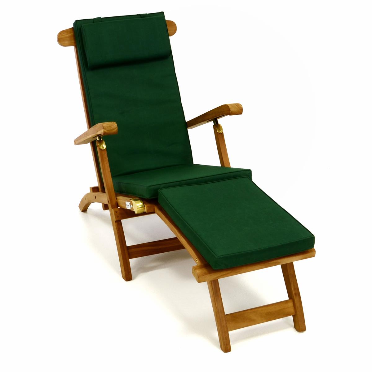 DIVERO Liegestuhl Deckchair "Florentine" Teak Holz behandelt Auflage grün