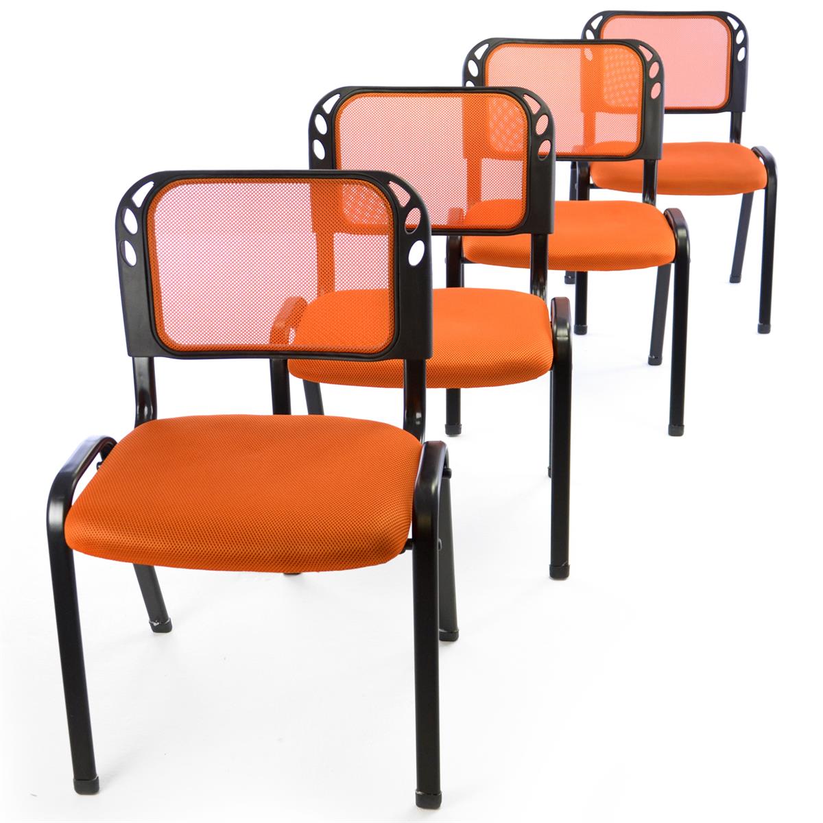 Besucherstuhl 4er Set Bürostuhl Konferenzstuhl Sitzfläche orange gepolstert