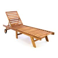 DIVERO Sonnenliege Gartenliege Liegestuhl Teak Holz klappbar behandelt
