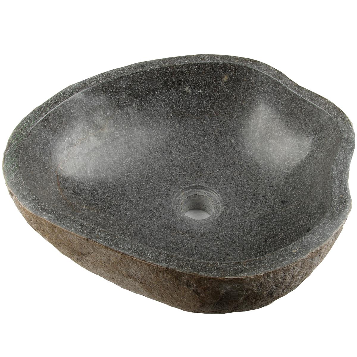 DIVERO Aufsatzwaschbecken Waschtisch Vulkanstein Andesit grau Ø40-50cm