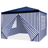 Pavillon Partyzelt 3x3m blau weiß wasserdicht 4 Seitenteile Gartenzelt Eventzelt