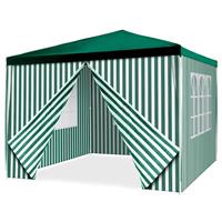 Pavillon Partyzelt 3x3m grün weiß wasserdicht 4 Seitenteile Gartenzelt Eventzelt