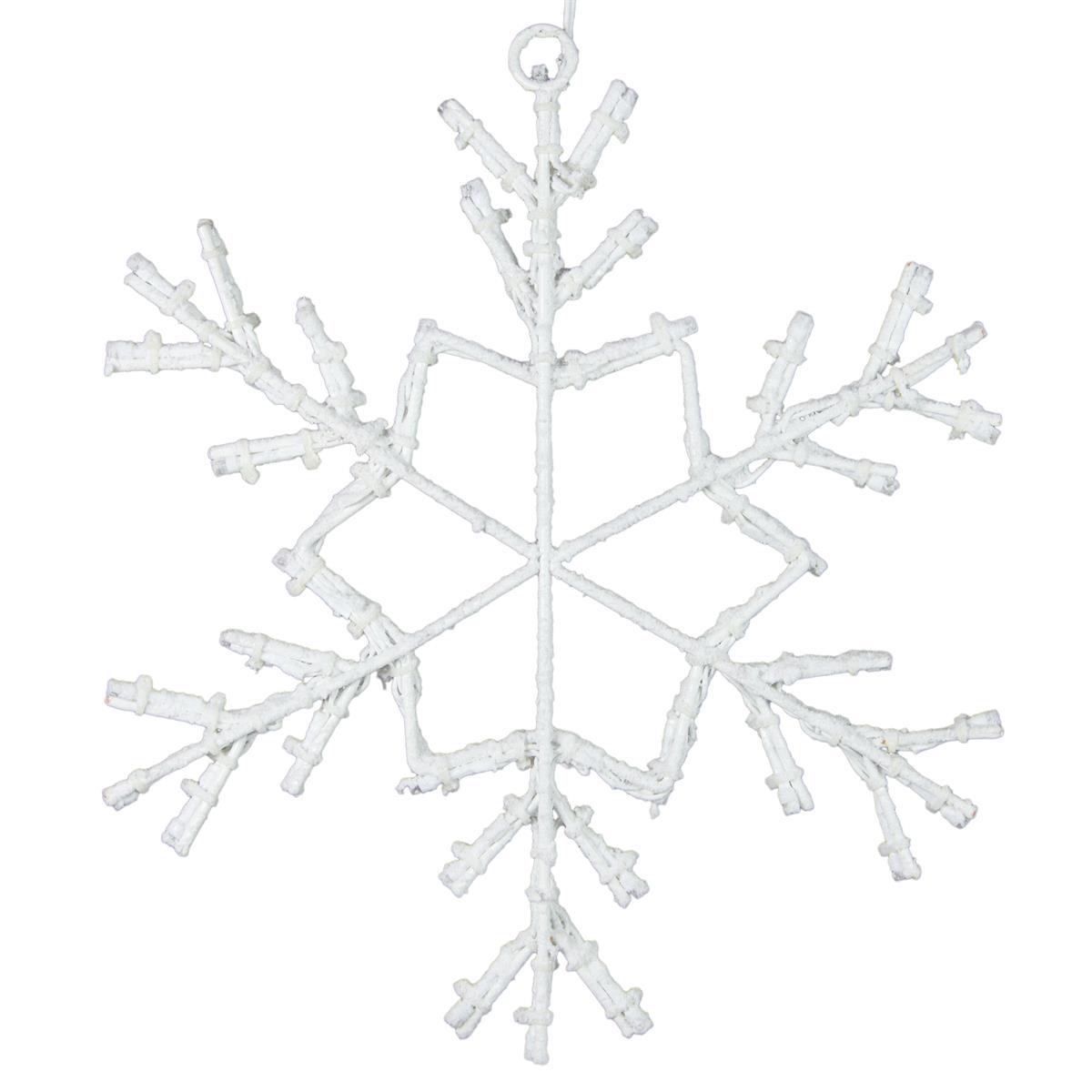 Schneeflocke mit Schneeoptik 36 LED warm weiß Trafo Timer 30 cm Fensterbild Xmas