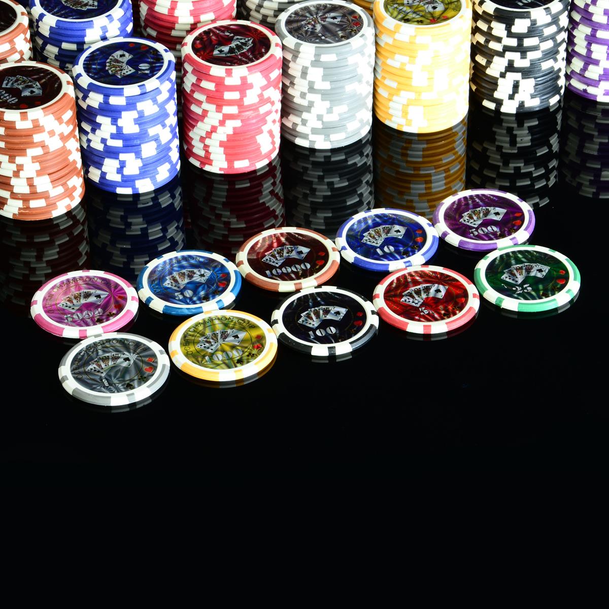 50 Poker-Chips Wert 50 Blau Laserchip 12g Metallkern Jetons Coin für Pokerkoffer 