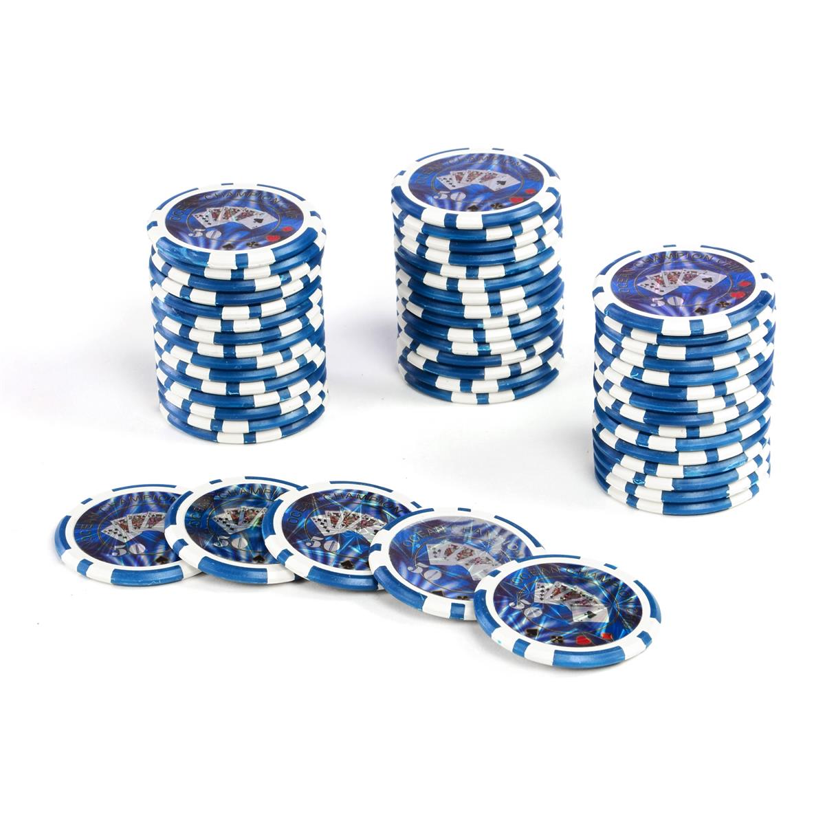 Wert 10 blau Metallkern Ultimate Poker Laser Ton 50 Pokerchips 13g Clay 