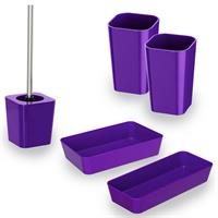 WENKO Badset Candy purple WC Garnitur Zahnputzbecher Ablage