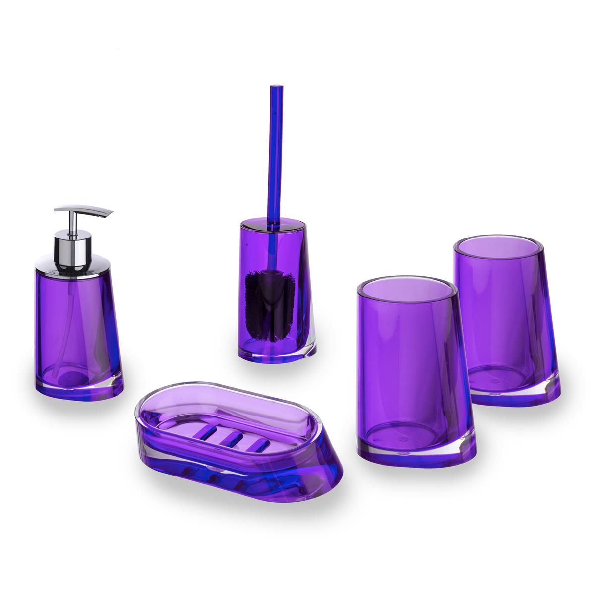 Wenko Badset Paradise Purple Seifenspender Klobürste Seifenablage 2 Becher